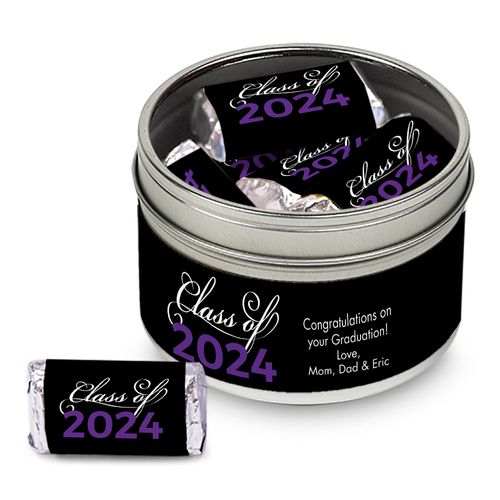 Personalized Graduation Script Small Metal Tin with 'Class of' Hershey's Miniatures