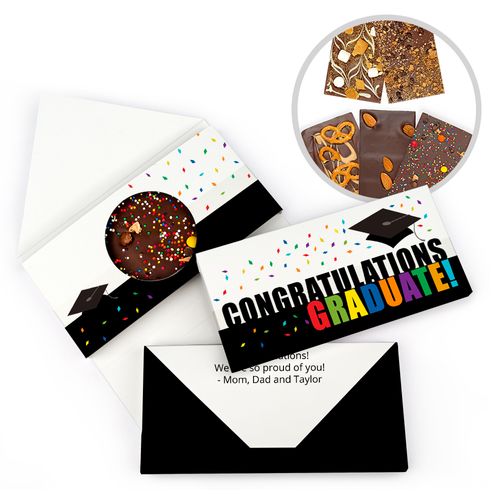 Personalized Confetti Celebration Graduation Gourmet Infused Belgian Chocolate Bars (3.5oz)
