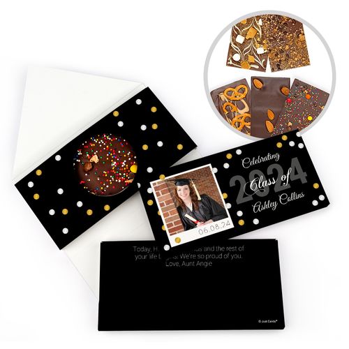 Personalized Polaroid Photo Confetti Graduation Gourmet Infused Belgian Chocolate Bars (3.5oz)