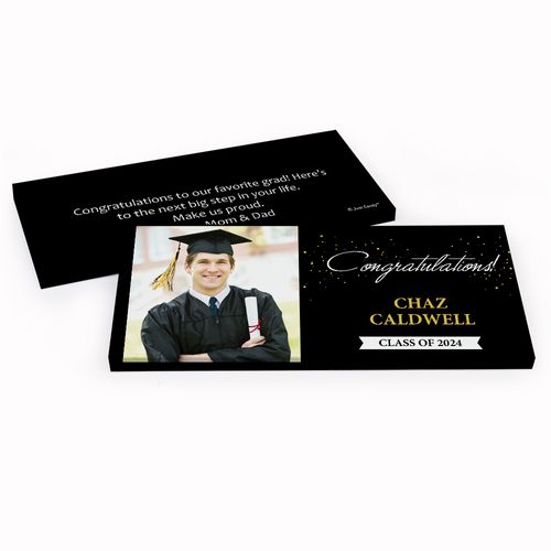 Deluxe Personalized Confetti Photo Graduation Candy Bar Favor Box
