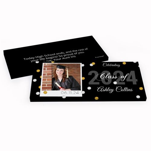 Deluxe Personalized Polaroid Photo Confetti Graduation Chocolate Bar in Gift Box