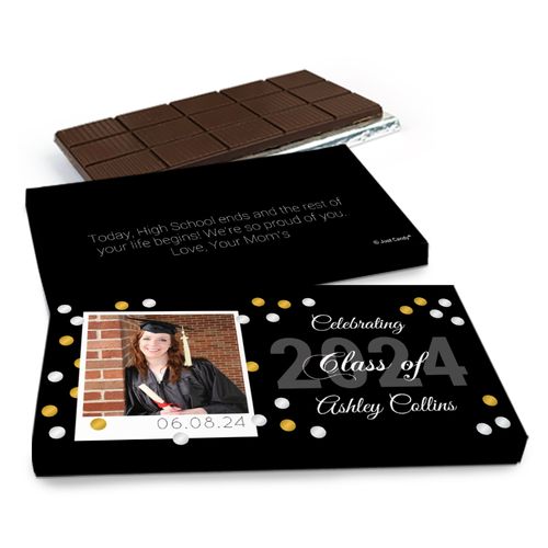 Deluxe Personalized Graduation Polaroid Photo Confetti Chocolate Bar in Gift Box (3oz Bar)