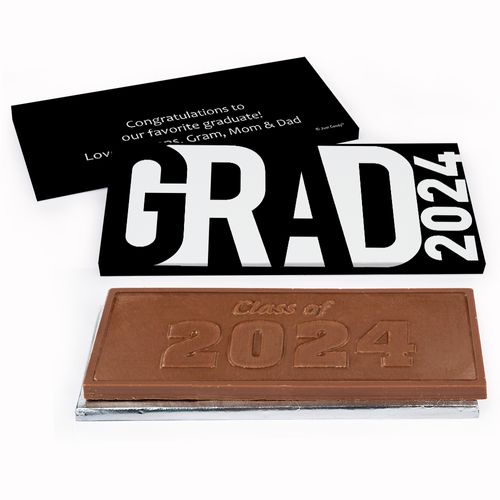 Deluxe Personalized Grad Bar Graduation Embossed Chocolate Bar in Gift Box