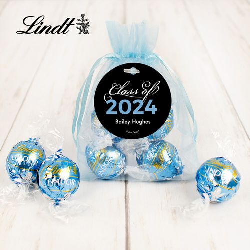 Personalized Graduation Baby Blue Lindt Truffle Organza Bag