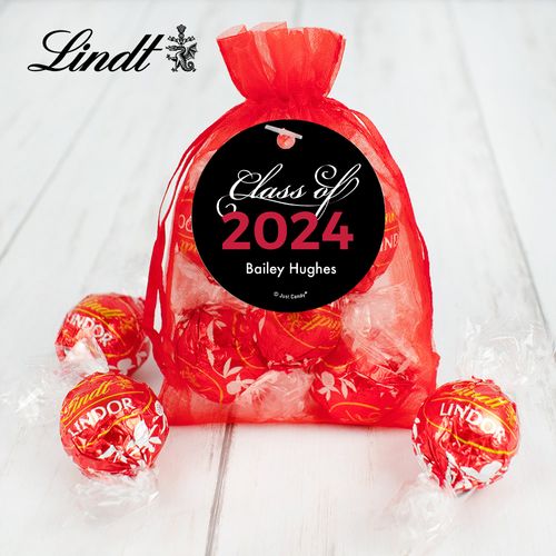 Personalized Graduation Red Lindt Truffle Organza Bag