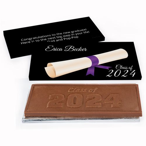 Deluxe Personalized Scroll Graduation Embossed Chocolate Bar in Gift Box