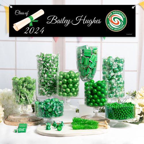 Personalized Green Graduation Diploma Deluxe Candy Buffet