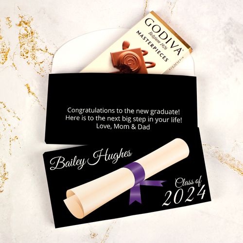 Deluxe Personalized Scroll Graduation Godiva Chocolate Bar in Gift Box