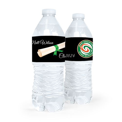 Personalized Graduation Diploma Green Water Bottle Sticker Labels (5 Labels)