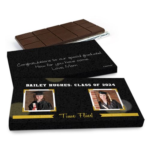 Deluxe Personalized Graduation Then and Now Grad Chocolate Bar in Gift Box (3oz Bar)