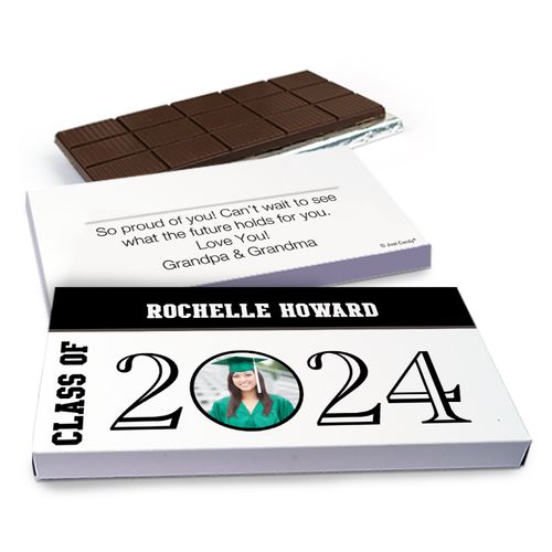 Deluxe Personalized Graduation Circle Year Photo Chocolate Bar in Gift Box (3oz Bar)