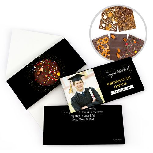Personalized Confetti Photo Graduation Gourmet Infused Belgian Chocolate Bars (3.5oz)