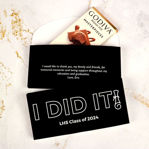 Deluxe Personalized I Did It Graduation Godiva Chocolate Bar in Gift Box