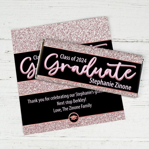 Personalized Grad - Rose Gold Chocolate Bar Wrappers