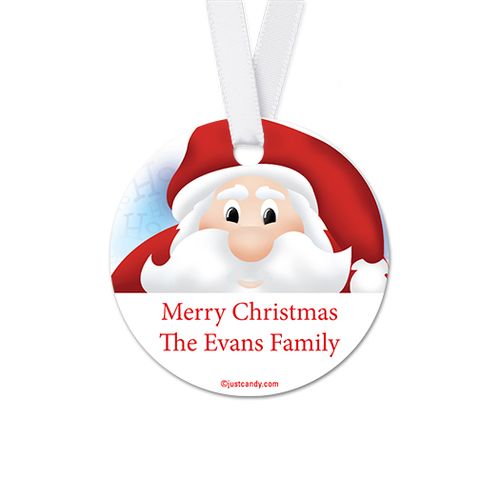 Personalized Christmas Santa Round Favor Gift Tags (20 Pack)