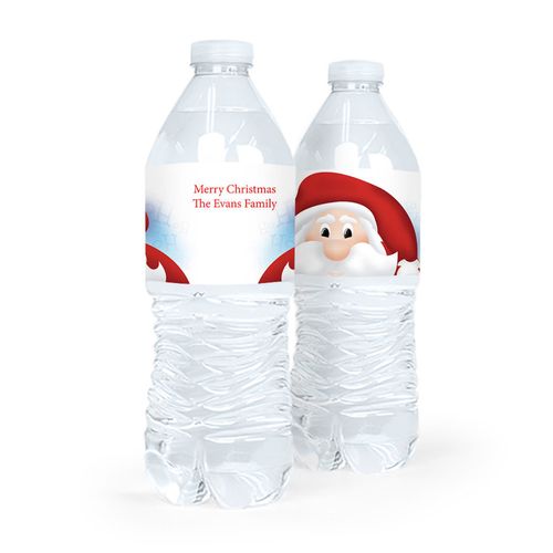 Personalized Christmas Santa Water Bottle Sticker Labels (5 Labels)