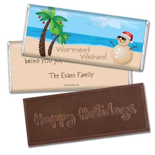 Sandy SnowmanEmbossed Happy Holidays Bar Personalized Embossed Chocolate Bar Assembled