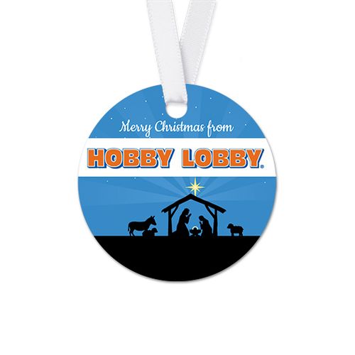 Personalized Christmas Holy Night Nativity Round Favor Gift Tags (20 Pack)