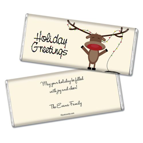 Red Nosed Reindeer Personalized Hershey's Bar Assembled