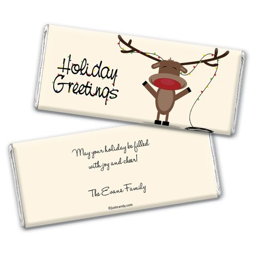 Red Nosed Reindeer Personalized Candy Bar - Wrapper Only