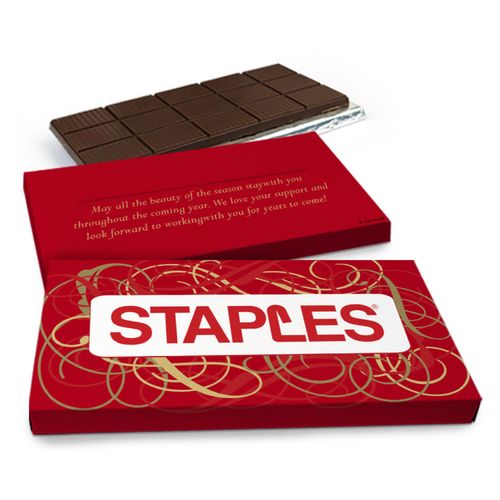 Deluxe Personalized Ribbons Christmas Chocolate Bar in Gift Box (3oz Bar)