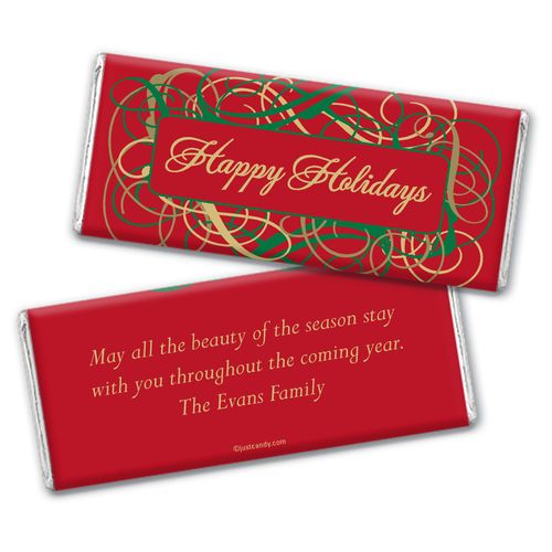 Holiday Scrolls Personalized Candy Bar - Wrapper Only