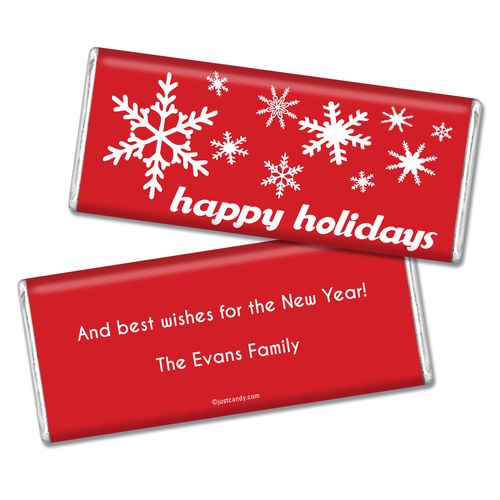 Happy Holidays Personalized Chocolate Bar Holiday Snowflakes