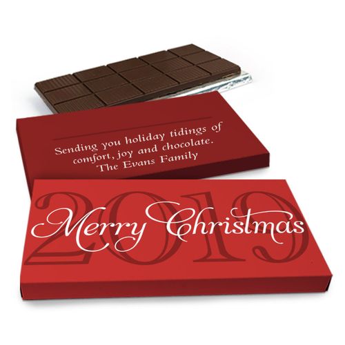 Deluxe Personalized Year Happy Holidays Chocolate Bar in Gift Box (3oz Bar)
