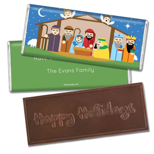Christmas Personalized Embossed Chocolate Bar Colorful Nativity Holy Night