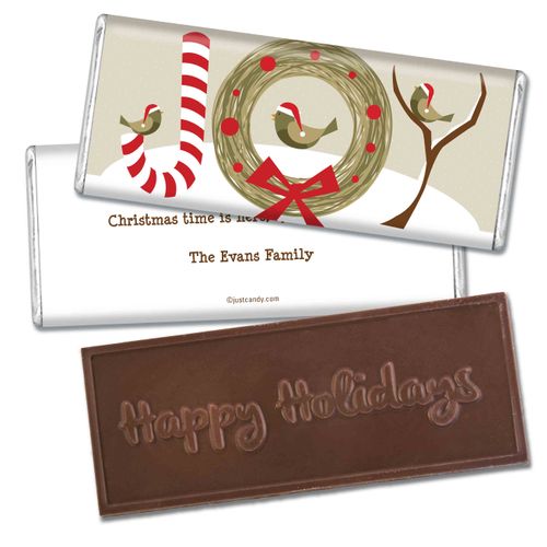 Winter BirdsEmbossed Happy Holidays Bar Personalized Embossed Chocolate Bar Assembled