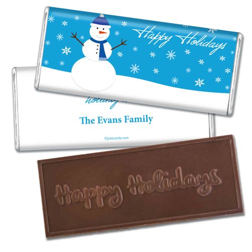 Friendly FrostyEmbossed Happy Holidays Bar Personalized Embossed Chocolate Bar Assembled