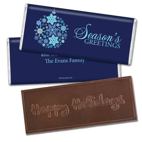 Snowflake OrnamentEmbossed Happy Holidays Bar Personalized Embossed Chocolate Bar Assembled