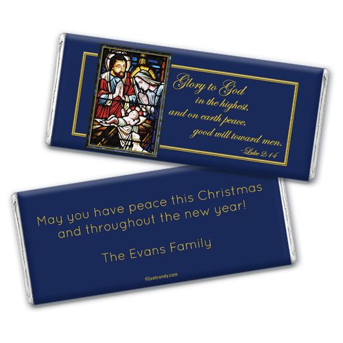 Stained Glass Nativity Personalized Candy Bar - Wrapper Only