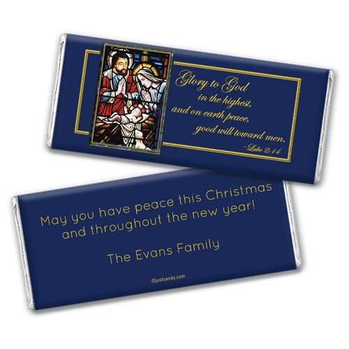 Christmas Personalized Chocolate Bar Holy Night Stained Glass Nativity