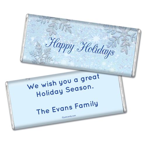 Happy Holidays Personalized Chocolate Bar Classic Snowflakes Happy Holidays