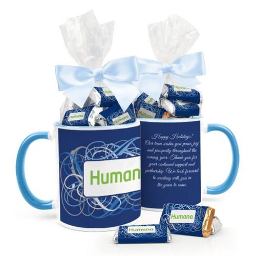 Personalized Christmas Ribbons 11oz Mug with Hershey's Miniatures