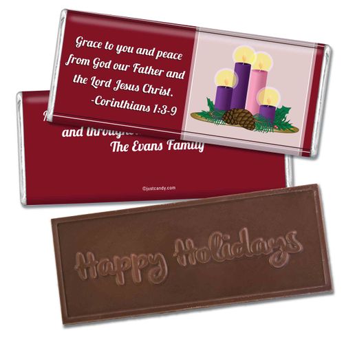 Christmas Personalized Embossed Chocolate Bar Grace and Peace to You