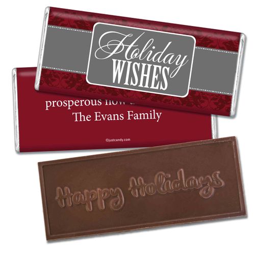Joy and ProsperityEmbossed Happy Holidays Bar Personalized Embossed Chocolate Bar Assembled