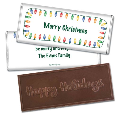 Christmas Lights Embossed Happy Holidays Bar Personalized Embossed Chocolate Bar Assembled