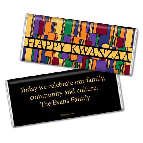 Happy Kwanzaa Personalized Chocolate Bar Colorful African Art Happy Kwanzaa