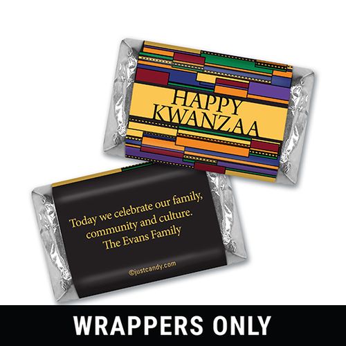Happy Kwanzaa Personalized HERSHEY'S MINIATURES Wrappers Colorful African Art Happy Kwanzaa