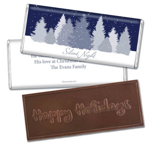 Christmas Personalized Embossed Chocolate Bar Silent Night Snowfall