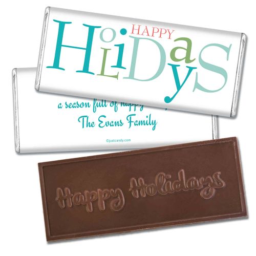 Happy Season Embossed Happy Holidays Bar Personalized Embossed Chocolate Bar Assembled
