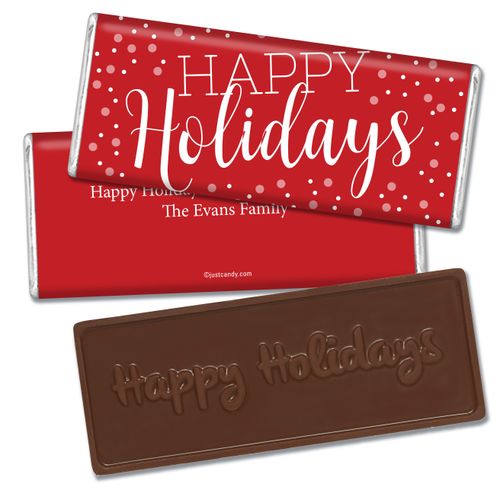 Pop the CorkEmbossed Happy Holidays Bar Personalized Embossed Chocolate Bar Assembled
