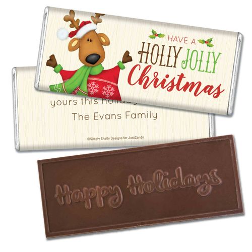 Reindeer GamesEmbossed Happy Holidays Bar Personalized Embossed Chocolate Bar Assembled