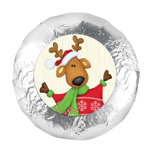 Personalized 1.25" Stickers - Christmas Jolly Reindeer (48 Stickers)