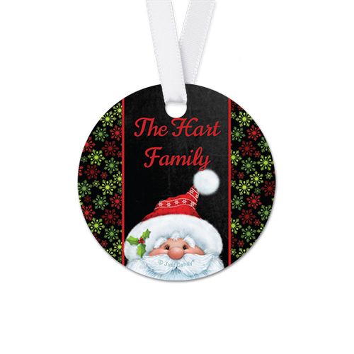 Personalized Christmas Chalkboard Santa Round Favor Gift Tags (20 Pack)