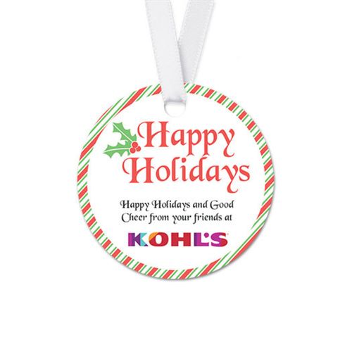 Personalized Christmas Stripes Round Favor Gift Tags (20 Pack)