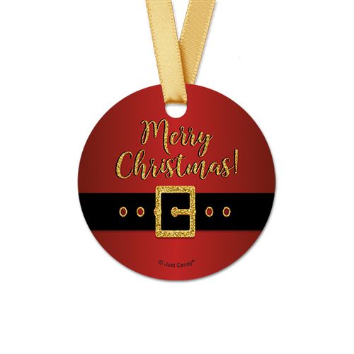 Personalized Christmas Santa Buckle Round Favor Gift Tags (20 Pack)