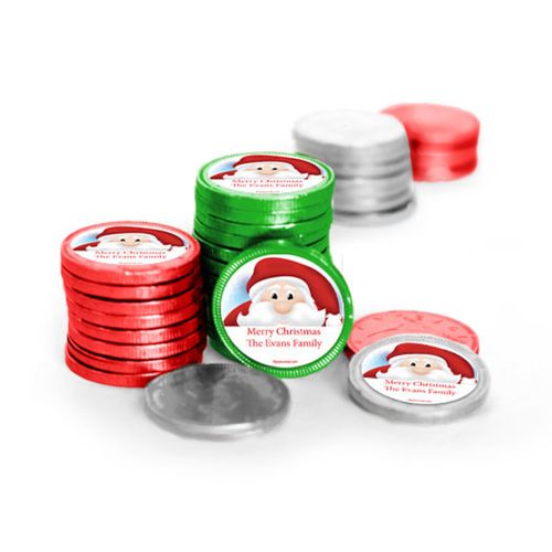 Personalized Chocolate Coins - Christmas Peeking Santa (84 Pack)